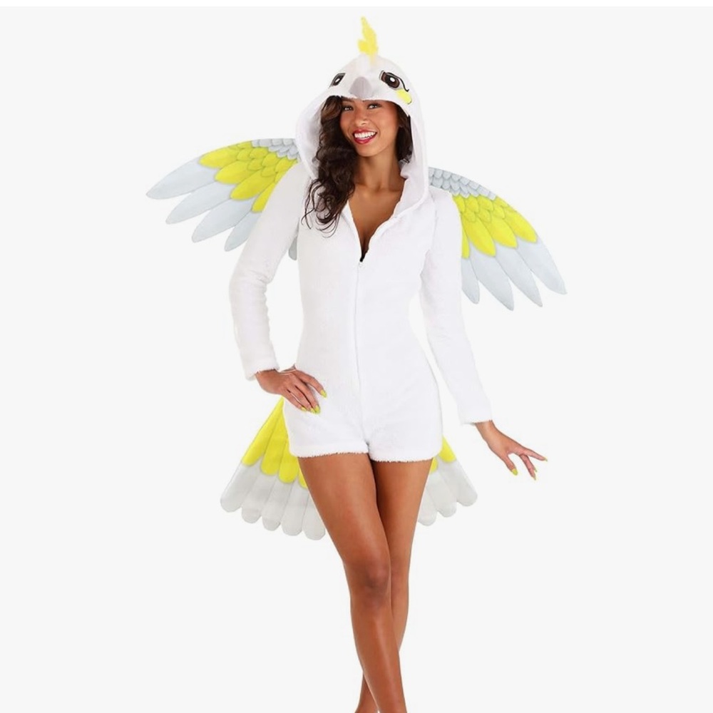 White and Yellow Bird Costume with Wings